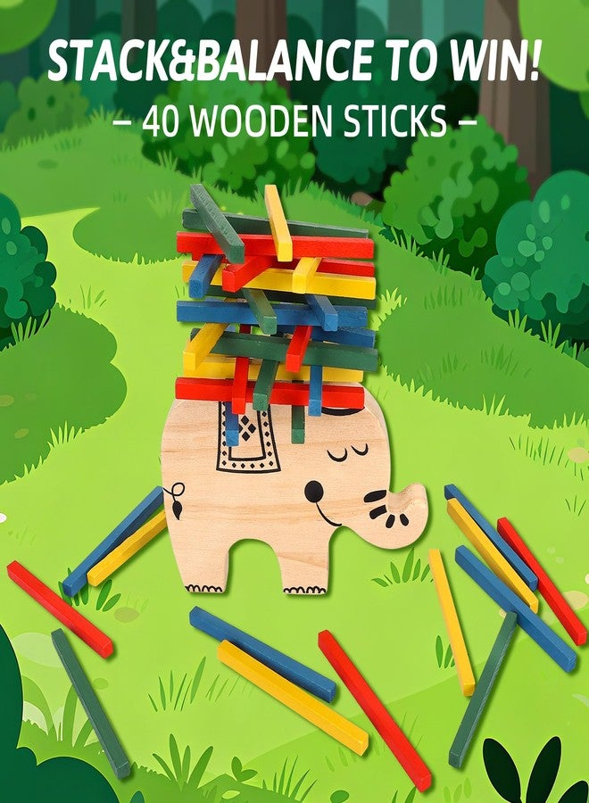 GOTHINK Elephant Stack Up - Elephant Themed Wooden Balancing Game for Motor Skill and Dexterity Building for Children Ages 3 and Up, 2+ Players, Best Travel Game - Image 2